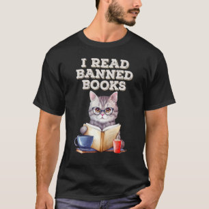 I read banned books - Cute glasses wearing cat boo T-Shirt