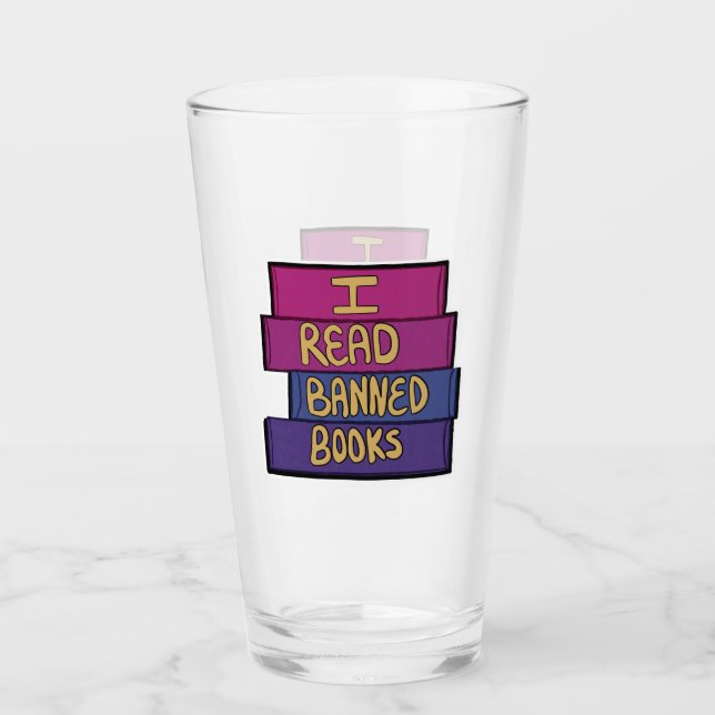 I Read Banned Books Glass (Front)