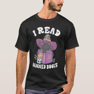 I Read Banned Books Librarians Black Cat Witch Hal T-Shirt