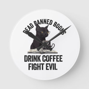 I Read Banned Books Lover BookWorm Love Banned Boo Round Clock