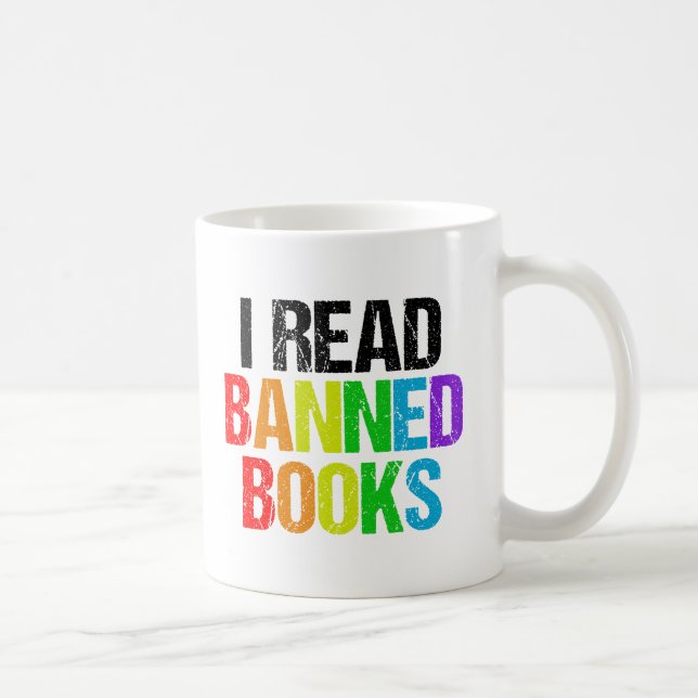 I Read Banned Books Rainbow Coffee Mug (Right)