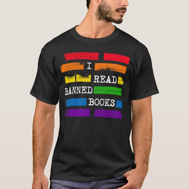I Read Banned Books Rainbow Redacted T-Shirt (Front)