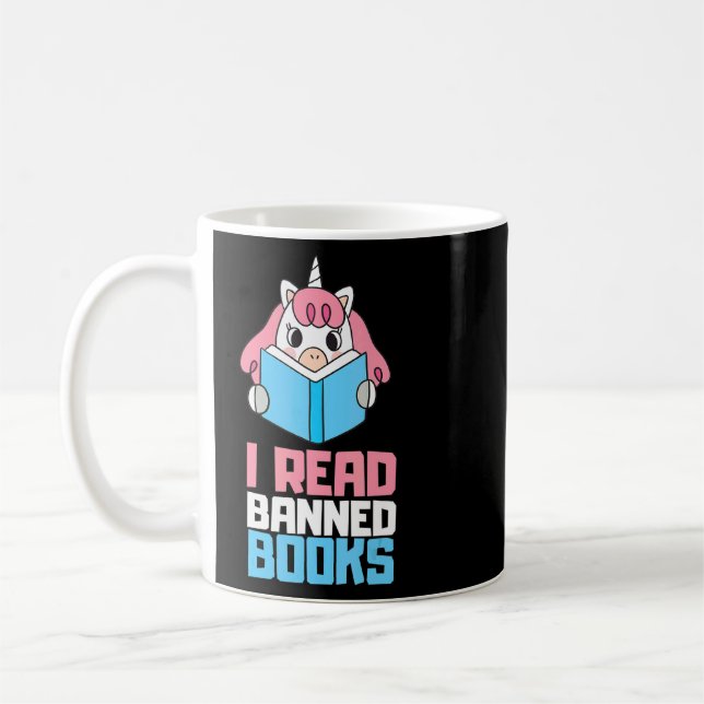I Read Banned Books Reader Bookworm  Coffee Mug (Left)