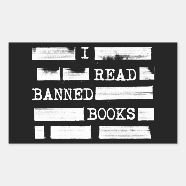 I Read Banned Books Redacted Rectangular Sticker (Front)