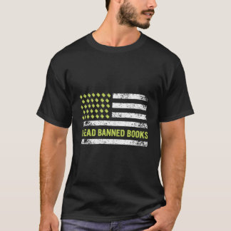 I Read Banned Books Retro Usa Flag Reading Librari T-Shirt
