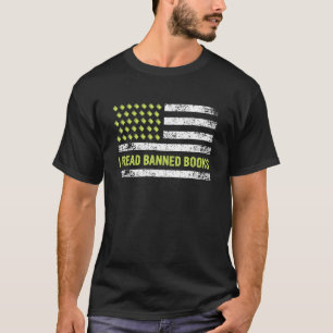 I Read Banned Books Retro Usa Flag Reading Librari T-Shirt