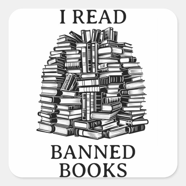 I Read Banned Books Square Sticker (Front)