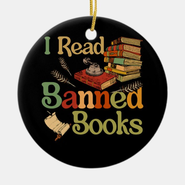 I Read Banned Books Week Librarian Freadom Reader  Ceramic Ornament (Front)