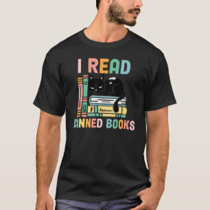 I Read Banned Books Womens Bookworm Black Cat Read T-Shirt