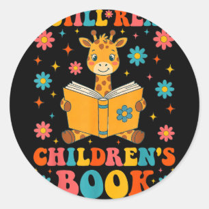 I read children's books funny reading graphic classic round sticker