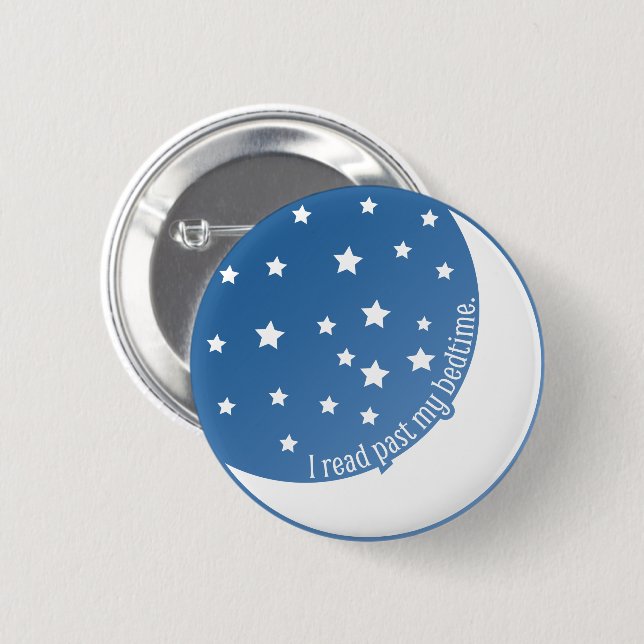 I Read Past My Bedtime Stylised Graphic Pin Button (Front & Back)