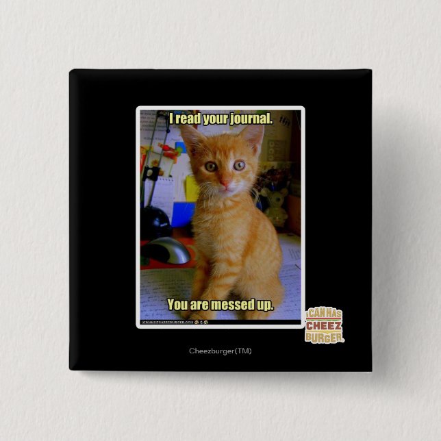 I read your journal 15 cm square badge (Front)