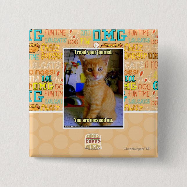 I read your journal 15 cm square badge (Front)