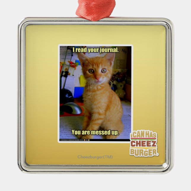 I read your journal metal ornament (Front)