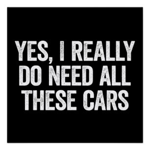 I Really Do Need All These Cars Funny Garage Gift Poster