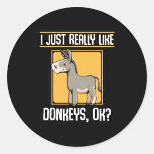 I Really Like Donkeys Classic Round Sticker