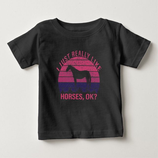 I Really Like Horses in Pink and Deep Purple    Baby T-Shirt (Front)