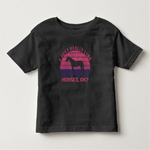 I Really Like Horses in Pink and Deep Purple  Toddler T-Shirt