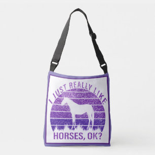 I Really Like Horses in Purple Crossbody Bag