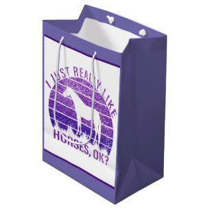 I Really Like Horses in Purple  Medium Gift Bag