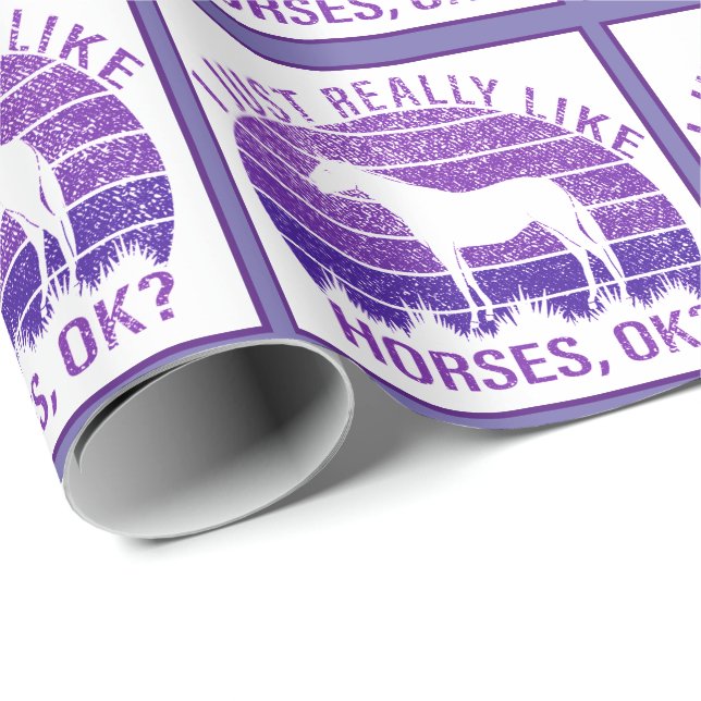 I Really Like Horses in Purple   Wrapping Paper (Roll Corner)