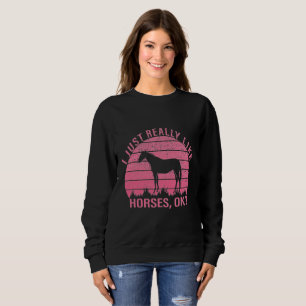 I Really Like Horses in Rose Pink   Sweatshirt