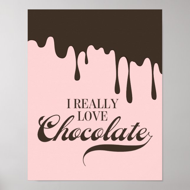 I Really Love Chocolate Valentine Poster Sign (Front)