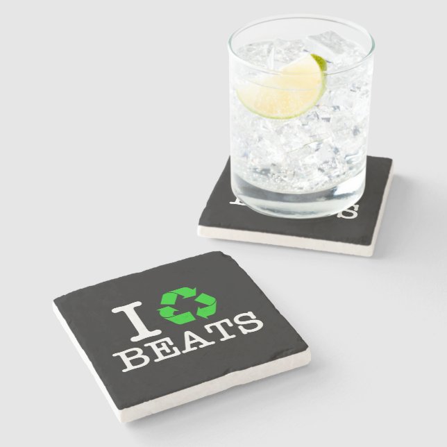 I Recycle Beats Stone Coaster (Side)