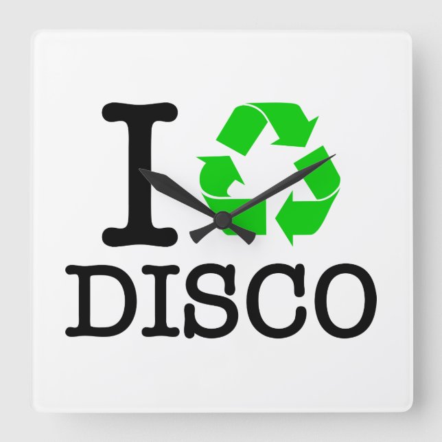 I Recycle Disco Square Wall Clock (Front)