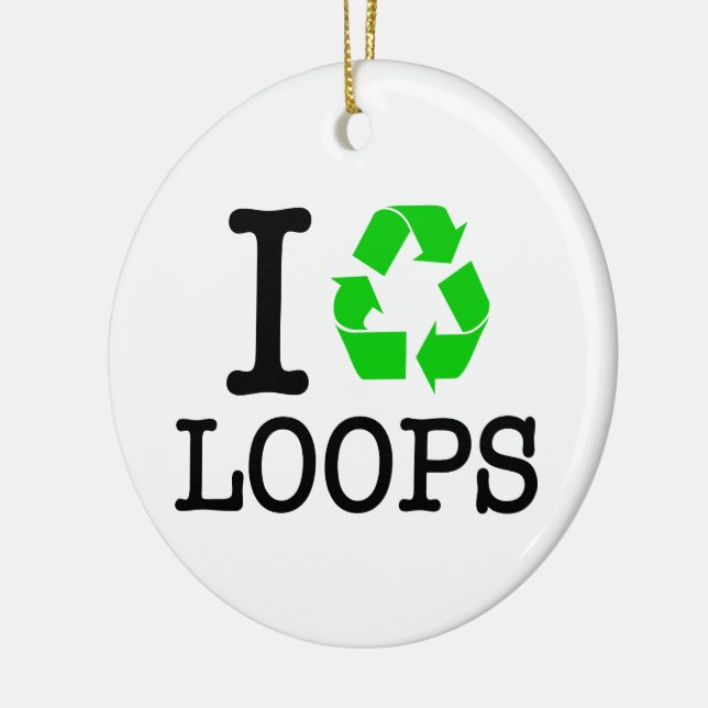 I Recycle Loops Ceramic Tree Decoration (Left)