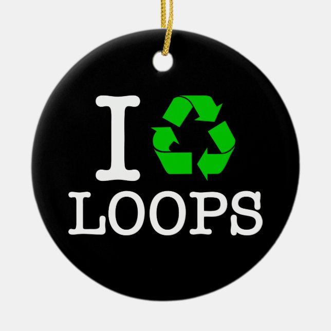 I Recycle Loops Ceramic Tree Decoration (Front)