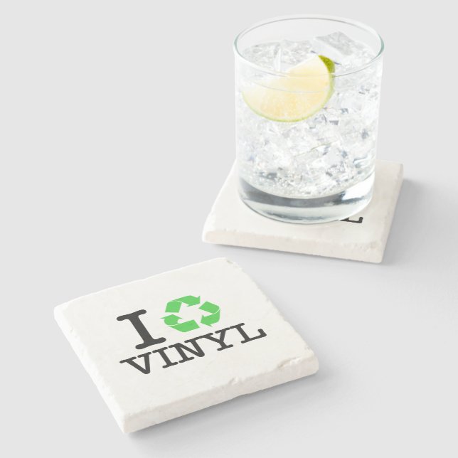 I Recycle Vinyl Stone Coaster (Side)