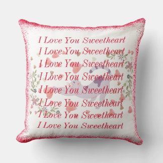 I Red Love You Sweetheart Cute Cat Valentines Day Cushion