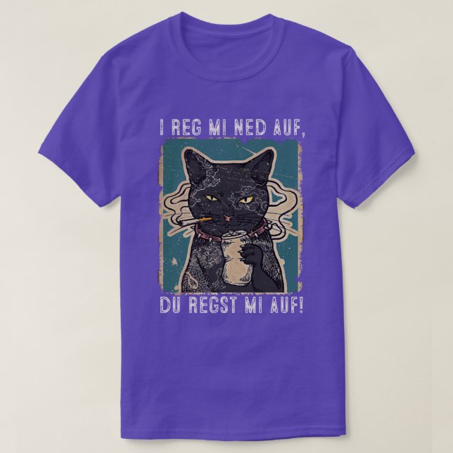 I reg mi ned auf Katzen Design mit schwarzer Katze T-Shirt (Design Front)