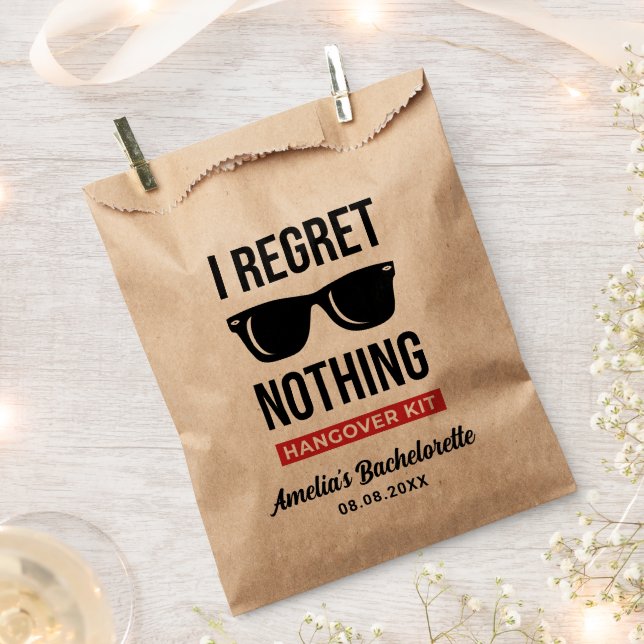 I Regret Nothing  Bachelorette Party Hangover Kit Favour Bag (Clipped)