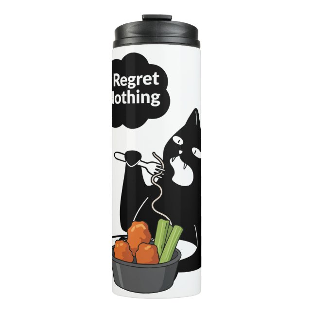 I Regret Nothing” Cat Eating Tea mug (Front)