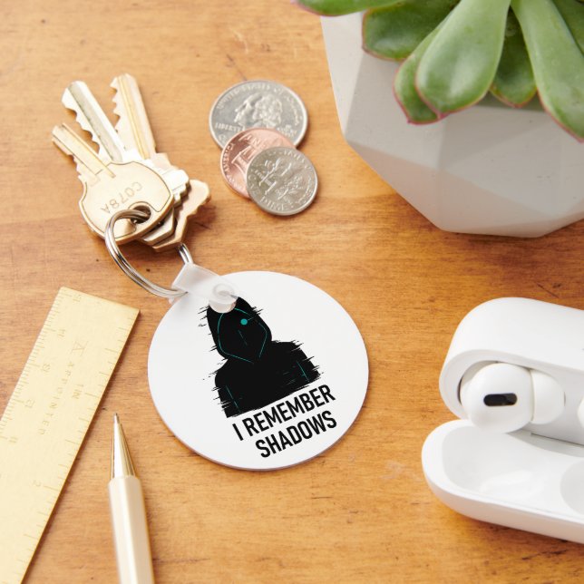 I Remember Shadows - Glitched Hooded Figure Design Key Ring (Desk)
