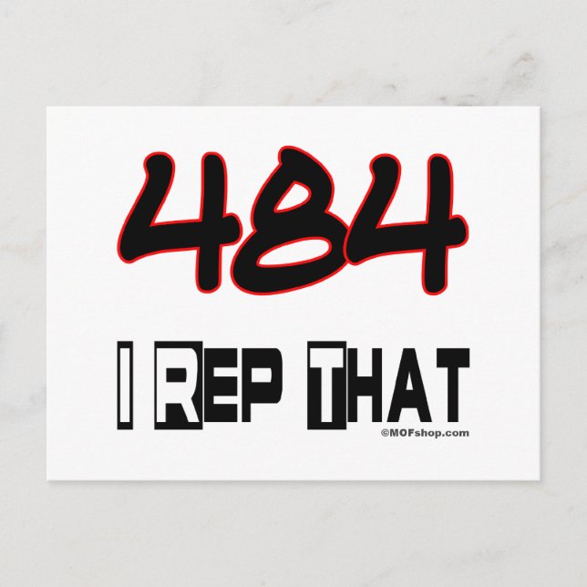 I Rep That 484 Area Code Postcard (Front)
