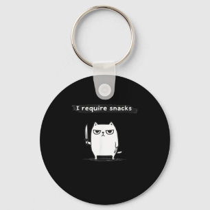 I Require Snacks Angry Cat Funny Meme Key Ring