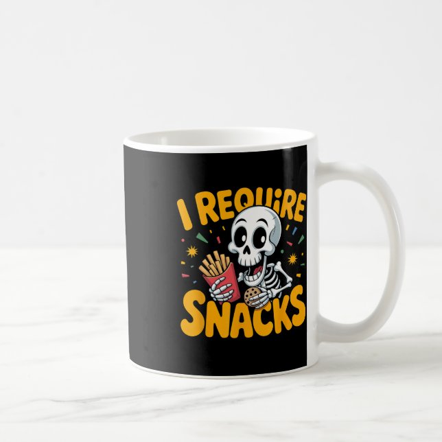 I Require Snacks Fun Halloween Skeleton Meme Fast  Coffee Mug (Right)