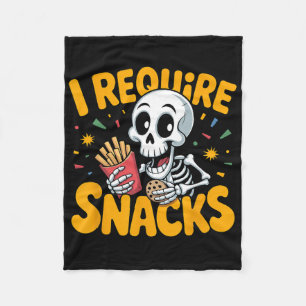 I Require Snacks Fun Halloween Skeleton Meme Fast  Fleece Blanket