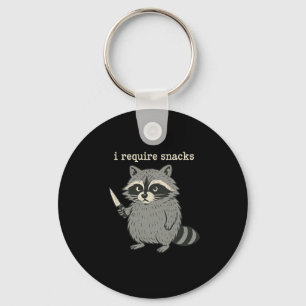 I Require Snacks Funny Racoon Halloween Art Key Ring