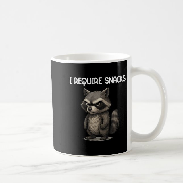 I Require Snacks Funny Racoon Meme Snack Lover Hu Coffee Mug (Right)