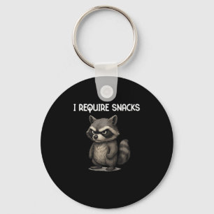I Require Snacks Funny Racoon Meme Snack Lover Hu Key Ring