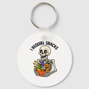 I Require Snacks Funny Skeleton Halloween Meme  Key Ring