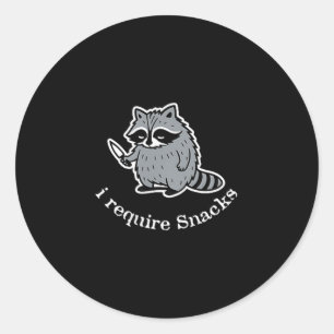 I Require Snacks Racoon Cute Animal Lovers Women Classic Round Sticker