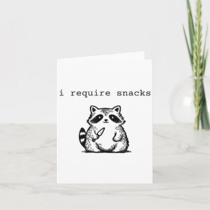 I Require Snacks Racoon Funny Angry Trash Panda M Card