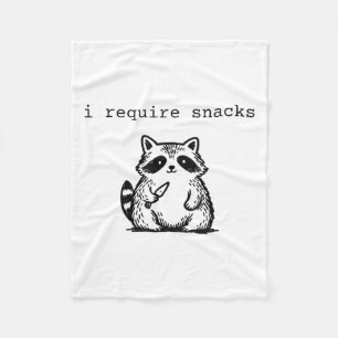 I Require Snacks Racoon Funny Angry Trash Panda M Fleece Blanket