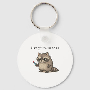 I Require Snacks Racoon Funny Angry Trash Panda M Key Ring