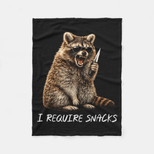 I Require Snacks Racoon Funny Animal Meme Men Fleece Blanket